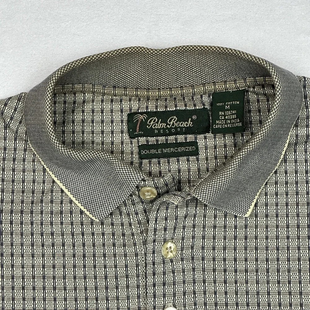 Palm Beach Resort‎ Men's Double Mercerized Polo Rugby checkered Pattern Sz M